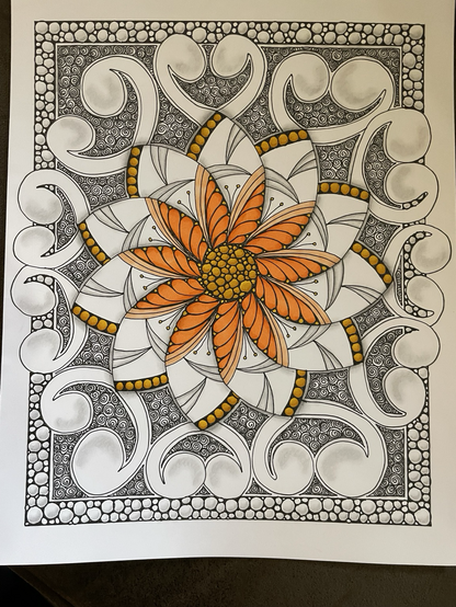 Tangled artwork with flower at centrepiece 