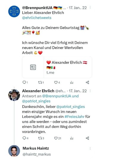 BrennpunktUA, Alexander Ehrlich, Markus Haintz, Twitter, Geburtstagswünsche 