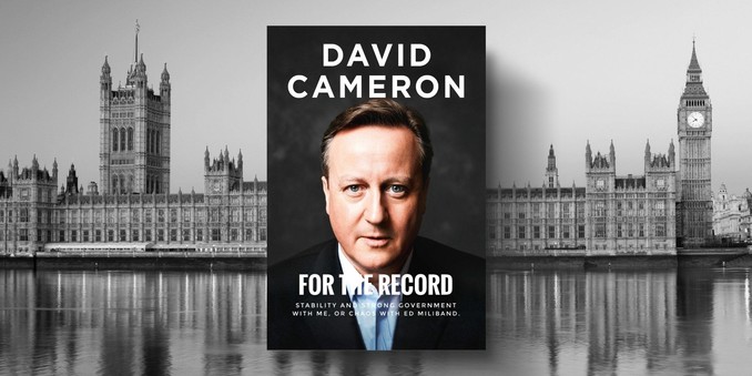 Cover of David Cameron's book with subtitle modified to read "Stability and strong government with me or chaos with Ed Milliband".