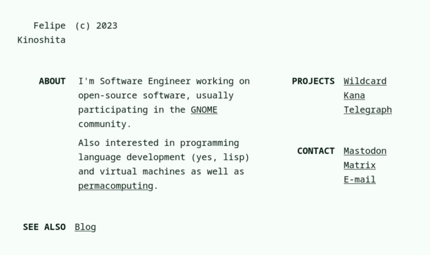 Screenshot of my website, you can check it out at https://felipekinoshita.com