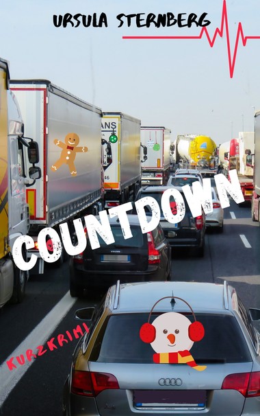 Cover Countdown: Autobahn. Stau. Links eine lange Kette von LKWs, rechts angeschnitten ebenfalls, und in der Mitte hintereinander ein paar PKW.