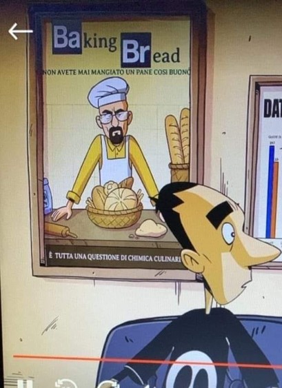 Image of illustration “Baking Bread” by Zerocalcare in the series “Questo mondo non mi renderà cattivo” (Este mundo no me hará mala persona, Netflix)
