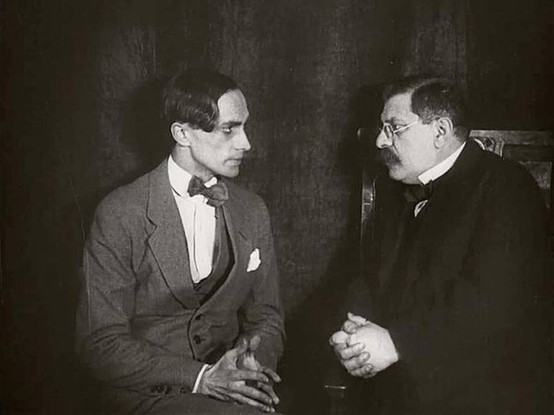 Anders als die Andern (Different From the Others), 1919; dir. Richard Oswald; Conrad Veidt (Paul Körner) & Magnus Hirschfeld (Doctor/Sexologist)