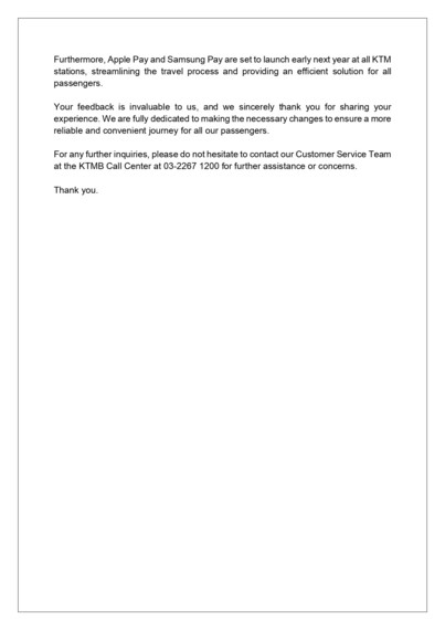 A response from KTM Berhad, page 2 of 2.

The text in the image is too long and thus not able to be described in the character amount limited by Mastodon for alt text.
