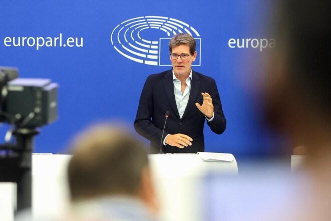 Pascal Canfin au Parlement européen à Strasbourg en octobre 2023. © Photo Fred Marvaux / Hans Lucas via AFP