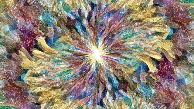 A colorful pastel sun/starburst.