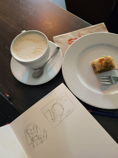 psychoSoph Skizzen im Café mit Chai Latte und Baklava.

psychoSoph sktetches in the café with chai latte and baklava.