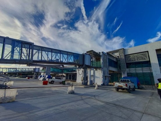 Upgrade works being carried out to the airport terminal building.