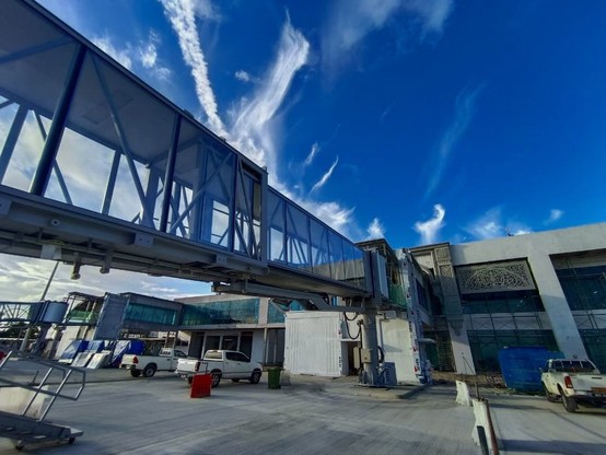 Upgrade works being carried out to the airport terminal building.