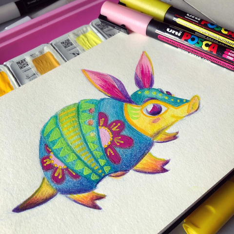Armadillo Alebrije illustration 