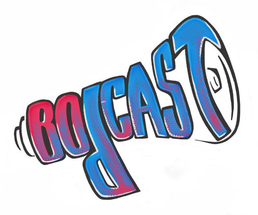 Schriftzug BOdcast blau-rot
