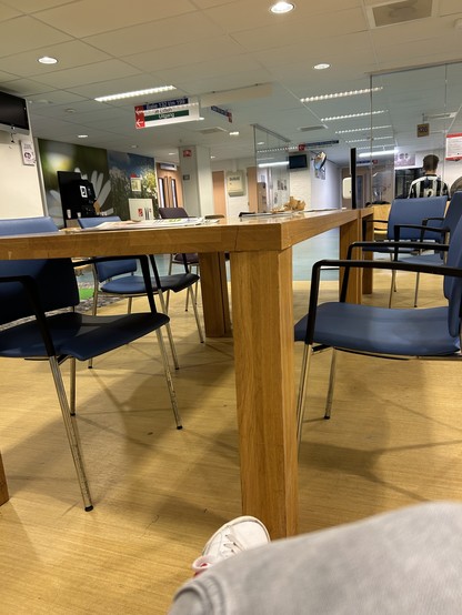Big table in hospital waiting room