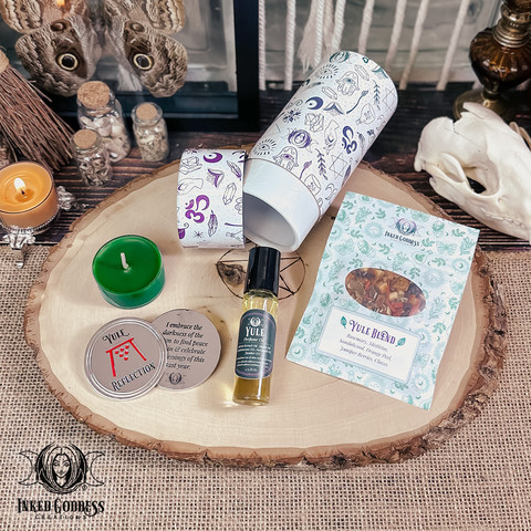 A photo of the exclusive "Yule Sabbat Kit" product from Inked Goddess Creations.