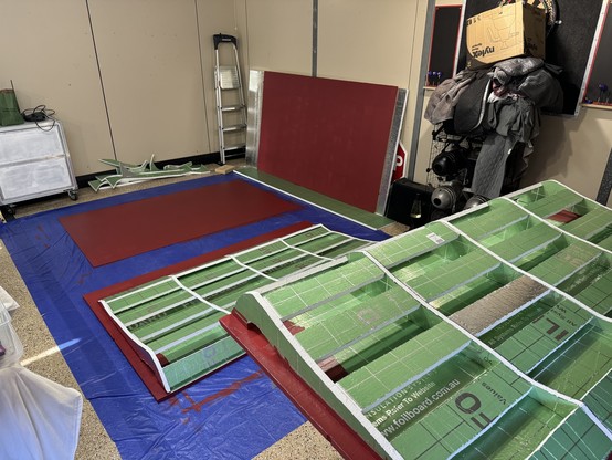 The foilboard glued, painted and assembled - yet to be attached to the MDFs sheets to give it some rigidity to hold up against wind
