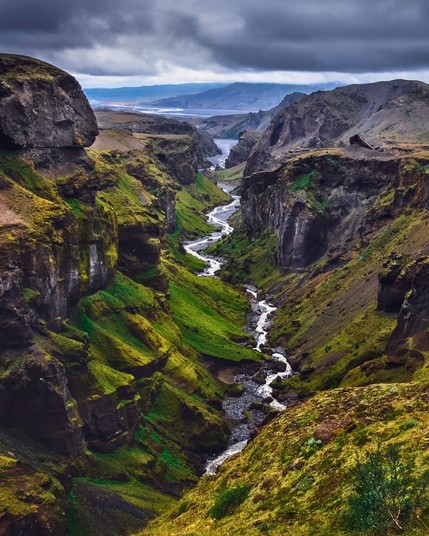 Thorsmork, or the Valley of Thor, is a mountain range and valley in Iceland's Southern Highlands, Iceland