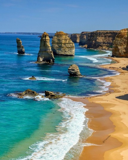 The Twelve Apostles, a group of limestone stacks located in Victoria, Australia