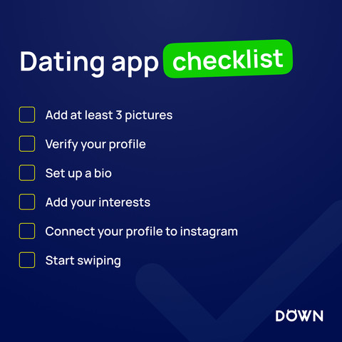 Dating app checklist by DOWN App