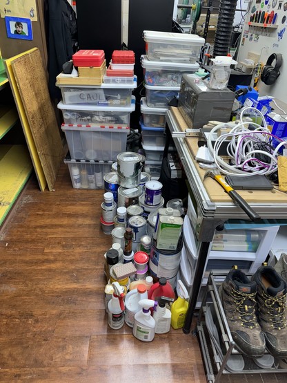 Paint cans and storage containers and other junk