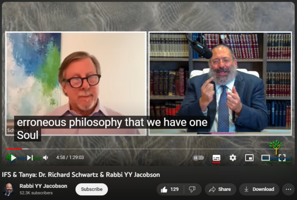 https://www.youtube.com/watch?v=bUYcp7er3JQ
IFS & Tanya: Dr. Richard Schwartz & Rabbi YY Jacobson

3,727 views  23 Nov 2023
What is the 'Yetzer Hara?' How Do We Deal with Our Inner Critic? Is Inner Guilt and Shame Helpful?

A conversation between Rabbi YY Jacobson & Dr. Richard Schwartz.
This webinar took place on Tuesday 8 Kislev, 5784, November 21, 2023 & was facilitated through Yochanan Polter & Tova Korn of "FreshStart" 

https://jewishfreshstart.com/home 
Fresh Start Retreat
Our flagship program, Fresh Start Retreat, is a 7-day intensive retreat helping participants understand their past to create a brighter future.