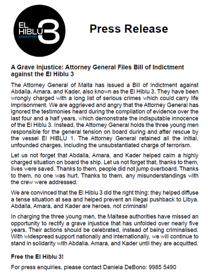 PM der Coalition for the El Hiblu 3

vollständiger Text unter:
https://elhiblu3.info/st/2023_charges_PR