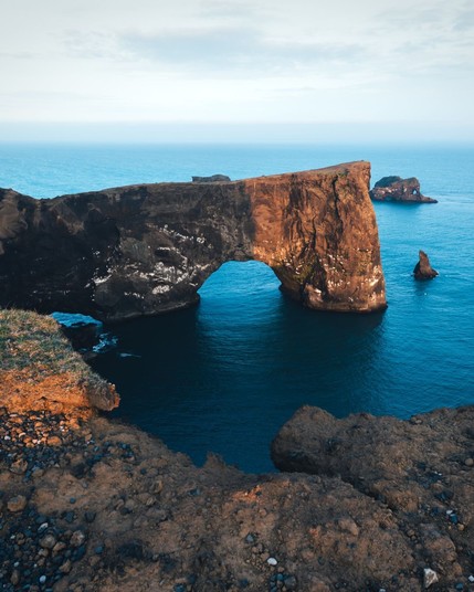 The Dyrholaey arch, 120-meter natural arch in Iceland