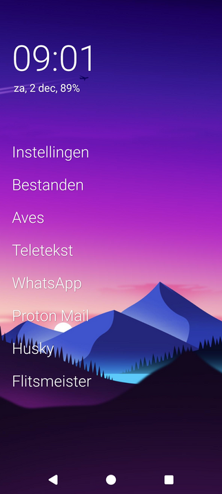 Startscherm grapheneos met olauncher