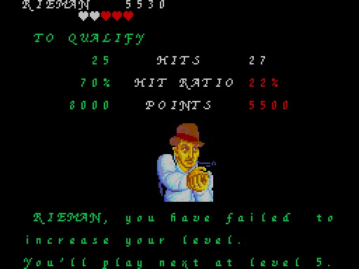 Screenshot of Gangsta Town on the Sega Master System but with the Pirates! font
