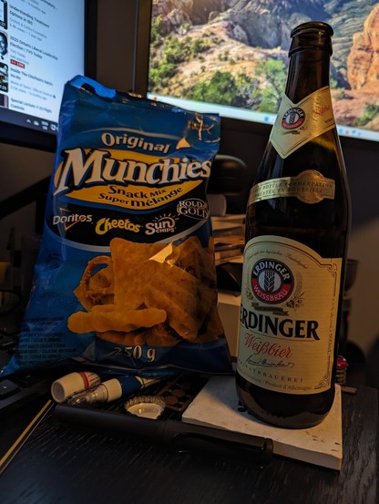 Munchies and Erdinger beer.
