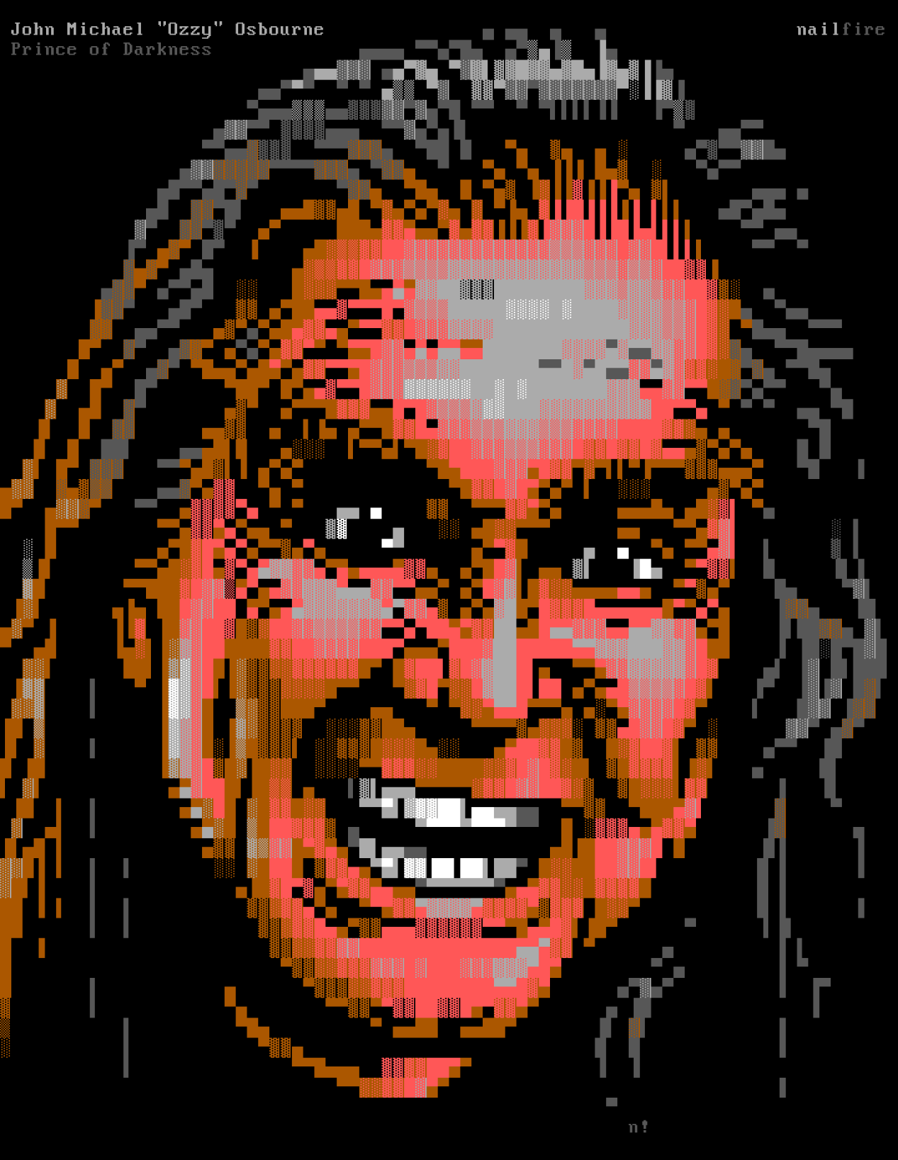 ANSI textmode portrait of Ozzy Osbourne