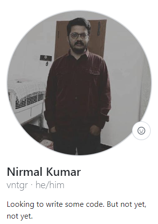 My profile on GitHub showing off the description.