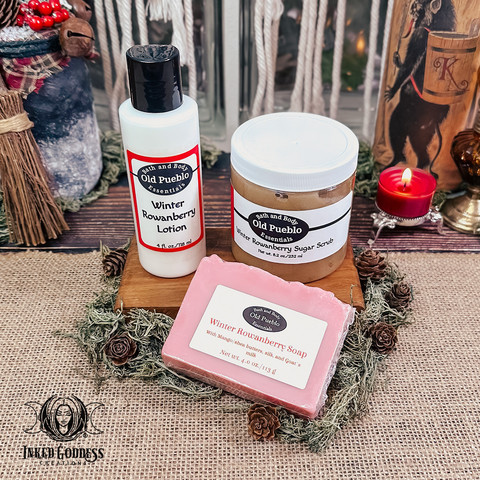 A photo of the exclusive "Winter Rowanberry Comfort Set" product from Inked Goddess Creations.