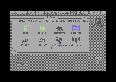 Screenshot of GEOS on the Commodore 64