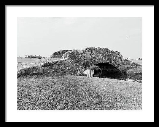 Swilcan Bridge, Old Course St Andrews. Stone bridge over the 18th fairway in monochrome. Prints for sale by Doug Brown.