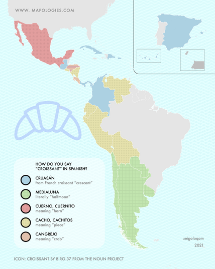 Map of croissant in Spanish