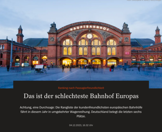 Screenshot Spiegel: "Das ist der schlechteste Bahnhof Europas"