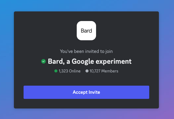Discord Bard Community Invitation prompt