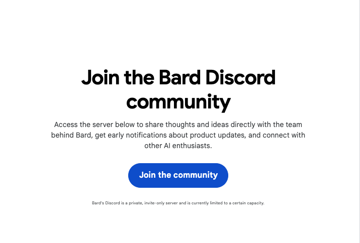Bard Discord community invitation email message