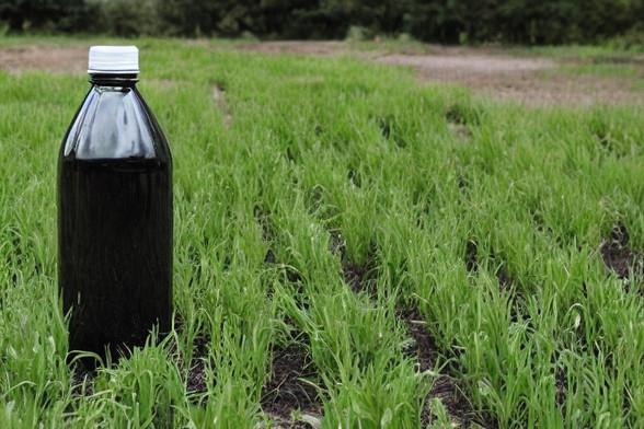 Ilustrasi asam Humat dalam botol 