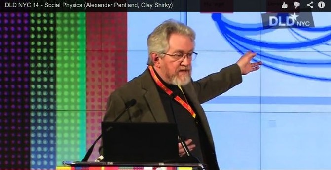 A screenshot of Sandy Pentland from his YouTube video on social physics and meetings