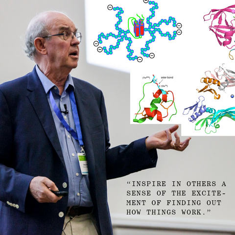 Originalzitat: “It is my fond wish that this tale of scientific research driven by simple curiosity will inspire in others a sense of the excitement of finding out how things work.” Das Bild zeigt Stephen B. H. Kent beim Keynote talk auf dem European Peptide Symposium in Leipzig im September 2016 · photo courtesy himself