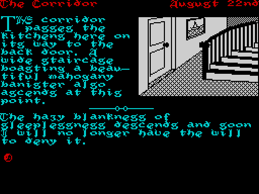Screenshot of Dr. Jekyll & Mr. Hyde on the ZX Spectrum but with the Hunchback font