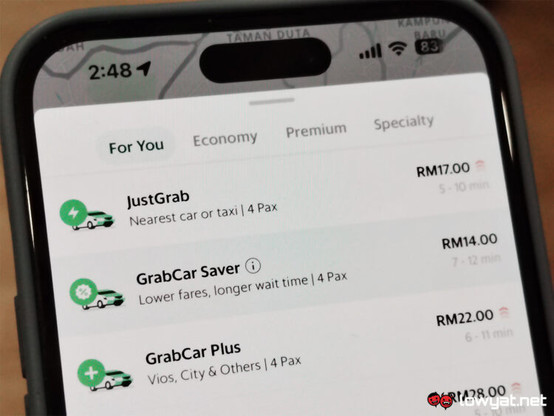 GrabCar Saver option in the e-hailing app, Grab. / Photo from linked article.