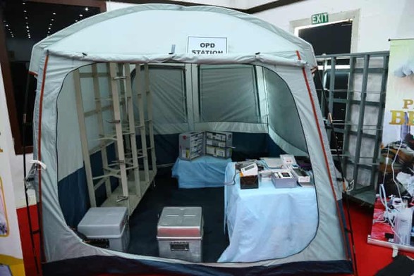 A surgical tent and equipment for the hospital. Photograph: HLL Lifecare