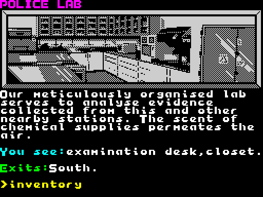 Screenshot of One Night in Tokyo on the ZX Spectrum but with the 4am Tektura font