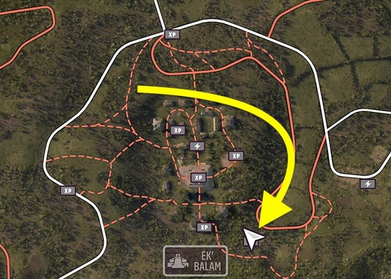 A map section of Forza Horizon 5, indicating where to find the location required for the challenge.