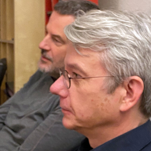 Martin Oestreich und Carsten Reinhardt (r.), Dez. 2023 in Berlin · photo courtesy Eva E. Wille