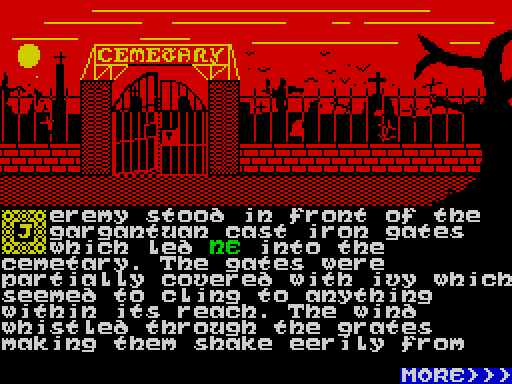 Screenshot of Jester Quest on the ZX Spectrum but with the Kingsmill font