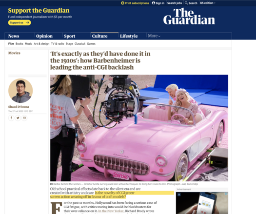 'It's exactly as they'd have done it in the 1910s': how Barbenheimer is leading the anti-CGI backlash