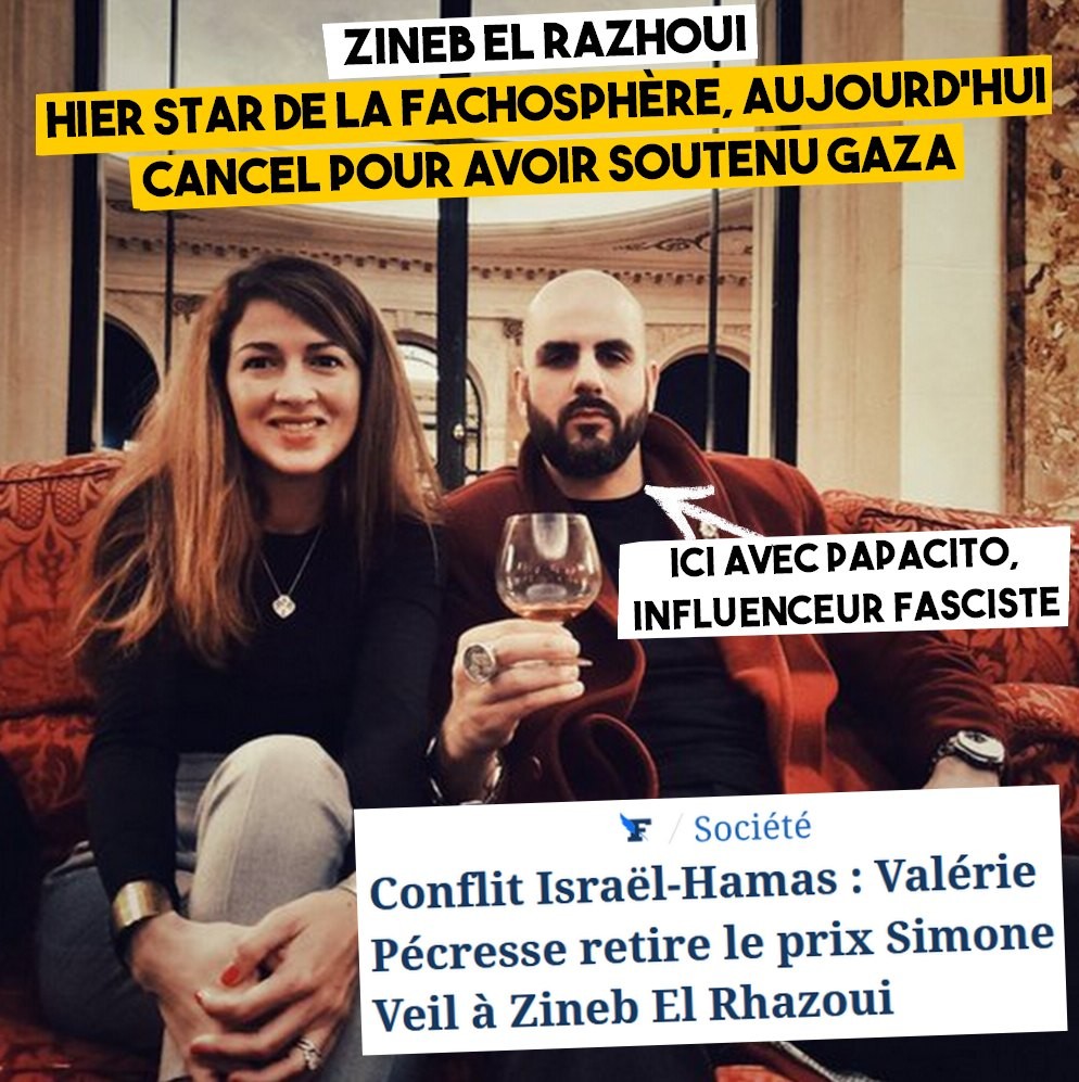 Zineb El Rhazoui aux côtés de Papacito, influenceur fasciste