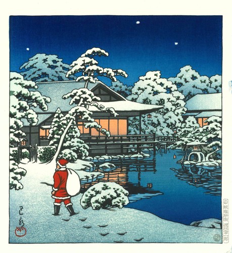 Ukiyoe of Santa in the snow - image thanks to https://mag.japaaan.com/